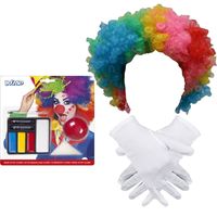 Clown verkleed set voor kinderen - Pruik/Schmink/Handschoenen