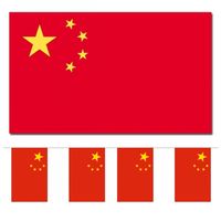 Landen vlaggen versiering set - China - Vlag 90 x 150 cm en vlaggenlijn 3 meter