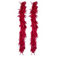 Carnaval verkleed boa met veren - 2x - bordeaux rood - 180 cm - 50 gram - Glitter and Glamour