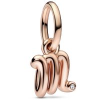 Pandora 782474C01 Hangbedel Letter M Script Alphabet zilver-zirconia rosekleurig-wit