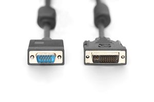 Digitus AK-320300-020-S DVI-kabel DVI / VGA Adapterkabel DVI-I 24+5-polige stekker, VGA-stekker 15-polig 2.00 m Zwart Schroefbaar, Met Ferrietkern