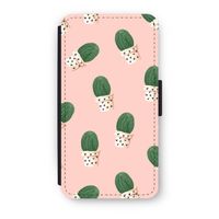 Cactusprint roze: iPhone X Flip Hoesje - thumbnail