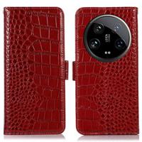 Xiaomi 14 Ultra Crocodile Series Wallet Leren Hoesje met RFID - Rood