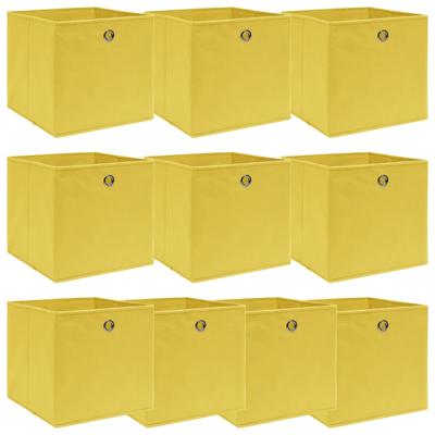 vidaXL Opbergboxen 10 st 32x32x32 cm stof geel vidaXL Opbergboxen 10 st 32x32x32 cm stof geel