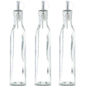 6x Glazen azijn/olie flessen met schenktuit 270 ml