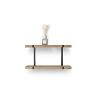 Looox Shelf Wood wandplank duo 60x28x15cm met zwart mat ophanging eiken old grey / zwart mat WWSDUO60MZ