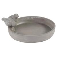 Mega Collections Vogelbad/voederschaal - grijs - cement - D23 x H5 cm - drinkschaal voor tuinvogels   -