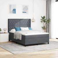 vidaXL Boxspringbed met matras fluweel donkergrijs 140x190 cm