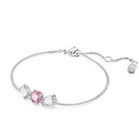 Swarovski 5668361 Armband Mesmera zilverkleurig-wit-roze 15,5 - 19,5 cm