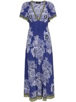 ETRO robe longue en soie à fleurs - Bleu