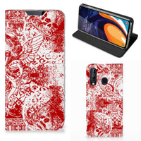 Mobiel BookCase Samsung Galaxy A60 Angel Skull Rood