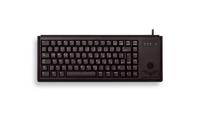 CHERRY Compact-Keyboard G84-4400, Amerikaanse indeling, QWERTY-toetsenbord, bedraad toetsenbord, mechanisch toetsenbord, ML-mechanica, geïntegreerde optische trackball plus 2 muisknoppen, zwart