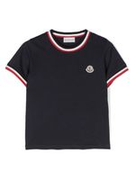 Moncler Enfant t-shirt en coton à bords rayés - Bleu - thumbnail