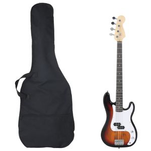 Basgitaar voor beginners elektrisch met tas 4/4 46" bruin wit