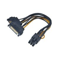 Akasa Stroom Adapter [2x SATA-stroomstekker - 1x PCIe-stekker 6-polig] 0.15 m Zwart, Geel - thumbnail