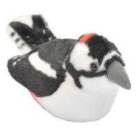 Wild Republic pluche vogel knuffeldier - grote bonte specht - 13 cm - met echt geluid   - - thumbnail