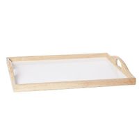 Decoratief houten dienblad wit 38 x 28 cm   -