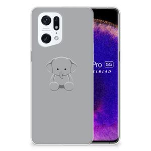 OPPO Find X5 Pro Telefoonhoesje met Naam Grijs Baby Olifant