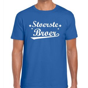 Stoerste broer cadeau t-shirt blauw heren