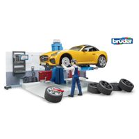 Bruder 62110 BWorld Autowerkplaats met Auto en Figuur + Accessoires