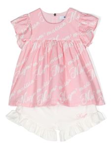 MSGM Kids ensemble en coton à logo imprimé - Rose