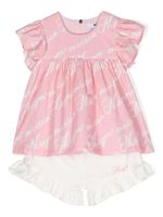 MSGM Kids ensemble en coton à logo imprimé - Rose