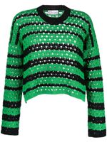 RED Valentino pull ajouré en coton à rayures - Vert