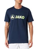 JAKO - Promotie Voor T-Shirts, Uniseks-Volwassene, Marine Gemêleerd/Neongeel, 4XL