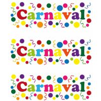 Carnaval/party decoratie raamsticker - 3x - gekleurde letters - versiering - 75 x 25 cm