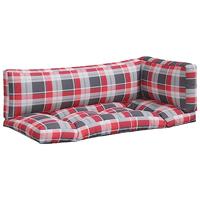 Bankkussens pallet 3 st ruitpatroon rood