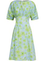 Marni robe froncée à fleurs - Bleu