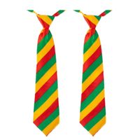 2x stuks carnaval stropdas rood/geel/groen gestreept 40 cm - thumbnail