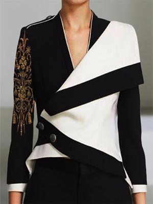 Ethnic Embroidery Asymmetrical Boho Buckle Long Sleeve Jacket