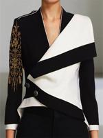 Ethnic Embroidery Asymmetrical Boho Buckle Long Sleeve Jacket