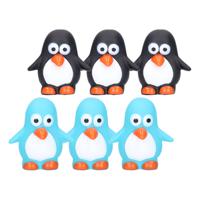 Rubber badeendjes/pinguins - 6x stuks - badkamer fun artikelen - size 6 cm - kunststof - thumbnail