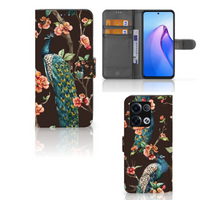 OPPO Reno8 Pro Telefoonhoesje met Pasjes Pauw met Bloemen