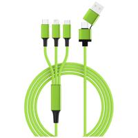 Smrter USB-laadkabel USB 2.0 Apple Lightning stekker, USB-A stekker, USB-C stekker, USB-micro-B stekker 1.20 m Groen Met OTG-functie, Stoffen mantel - thumbnail