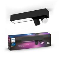 Philips Hue Centris Opbouwspot 2-Lichts - Wit en Gekleurd Licht - Duurzame LED Verlichting - Dimbaar - Verbind met Bluetooth of Hue Bridge - Werkt met Alexa en Google Home - Zwart - Rechthoekig