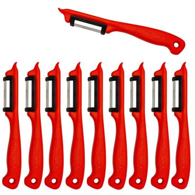 Solingen Dunschiller Enkel Mes - voor Fruit- en Groenteschiller - Kunststof - Rood - 10 stuks