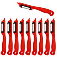 Solingen Dunschiller Enkel Mes - voor Fruit- en Groenteschiller - Kunststof - Rood - 10 stuks