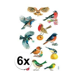 Gekleurde vogel stickertjes 6 vellen