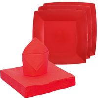 Santex 10x taart/gebak bordjes/25x servetten - rood   -