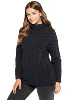 Ulla Popken Sweatshirt, col, zigzag dessin, jacquard kwaliteit, knopen opzij - Grote Maten