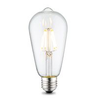 Edison Vintage E27 LED filament lichtbron Drop | ST64 Deco | Retro LED lamp | 6.4/6.4/14cm | Helder | geschikt voor E27 fitting | Dimbaar | 4W 440lm 3000K | warm wit licht