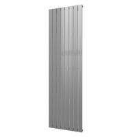 Designradiator Plieger Cavallino Retto Enkel 1332 Watt Middenaansluiting 200x60,2 cm Zilver Metallic