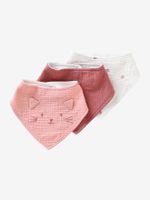 Set met 3 slabbetjes van katoengaas oudroze