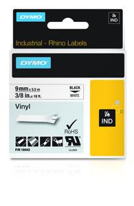 Dymo Rhino Band IND. Vinyl 9 mm x 5.5 m zwart op wit