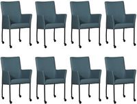 Set van 8 Blauwe leren moderne eetkamerstoelen Comfort - Toledo Leer Whale (blauw leer) - thumbnail