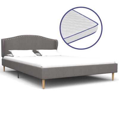 vidaXL Bed met traagschuim matras stof lichtgrijs 120x200 cm