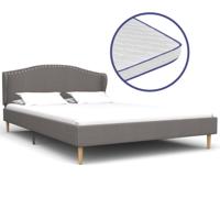 vidaXL Bed met traagschuim matras stof lichtgrijs 120x200 cm